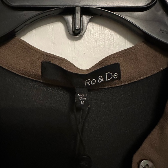 NWT Ro & De Sleeveless Tuxedo Blouse in Olive & Black - Sz M - Picture 3 of 3